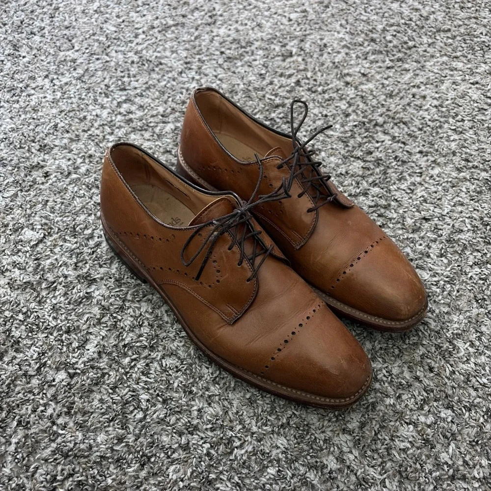 Allen Edmonds Troy Walnut Brogue Oxford Dress Shoes Mens Size 8 Lace Up USA Made
